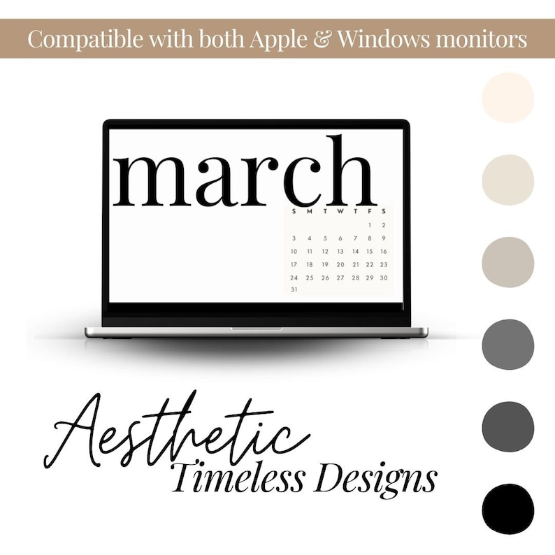 Monochrome Desktop 2024 Calendar Wallpaper Minimalist Classic Black and