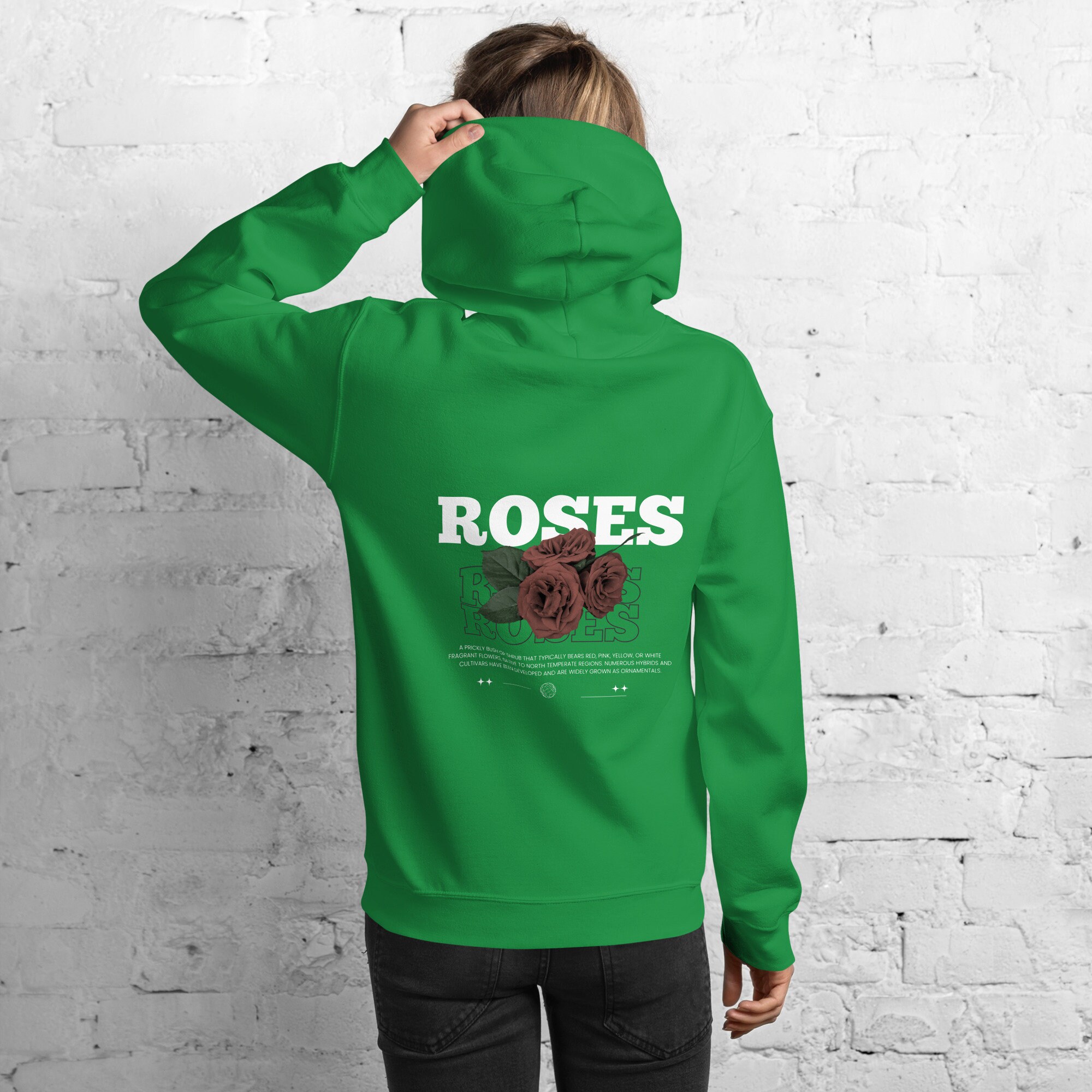 Green rose hoodie hot sale