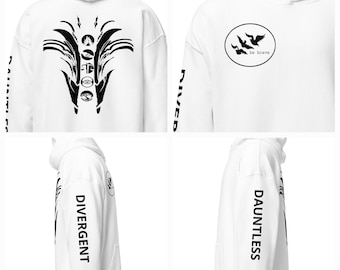 Sudadera con capucha Divergente, cuatro tatuajes de Tris, distópicos, Dauntless, con detalle en la manga, regalo para el lector