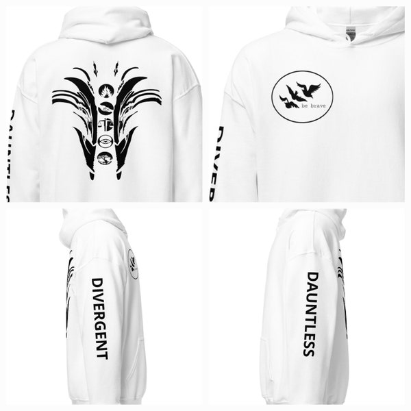 Divergent hoodie sweatshirt four Tris tattoo dystopian Dauntless with sleeve detail gift for reader