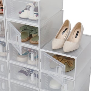 Boîte à chaussures épaisse transparente 2 pièces Boîte de rangement  empilable pour chaussures conteneur de chaussures en plastique boîte de  rangement organisateur de maison