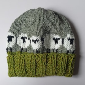 Sheep Pattern Beanie – Promotion! Handmade unisex wool hat – Alpaca & sheep wool – warm, soft, natural, unique