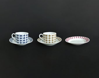 Vintage Revontuli cup and saucers. Designed Raija Uosikkinen. Made by Arabia, Finland. 1950's or 1960's.