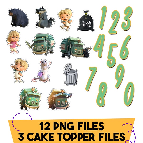 Trash Truck PNG, Trash Truck Cake Topper, Digital File Only