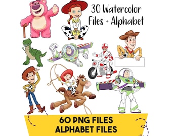 Toy Story Watercolor Clipart PNG Bundle (Digital Download)