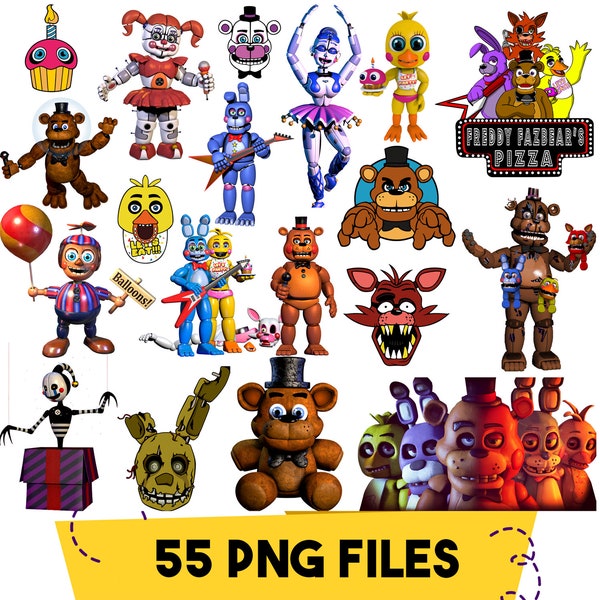 Instant Download Five Nights at Freddys PNG, Five Nights at Freddys Cake Topper, Fnaf