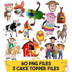Zenon Farm Characters Png, The Zenon Cake Topper, La Vaca Lola Instant Download