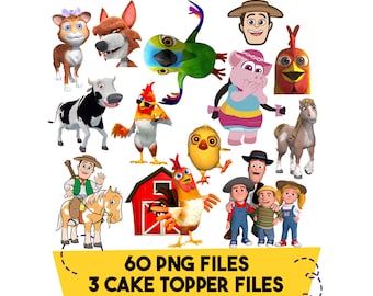 Zenon Farm Characters Png, The Zenon Cake Topper, La Vaca Lola Instant Download