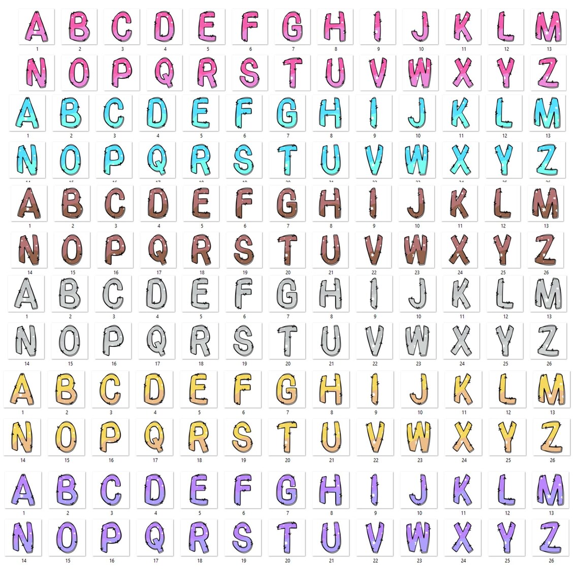 Canticos Doodle Alphabet Clipart Bundle: Colorful Letters (digital ...