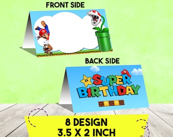 Super Mario Birthday Food Tent Labels, Place Cards (Digital Download)