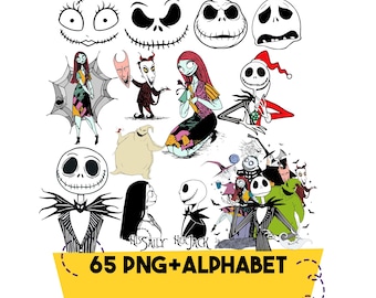 Nightmare Before Christmas Png, Nightmare Christmas Clipart, Jack and Sally, Instant Download