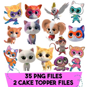  Birthday Party Supplies Super Kitties Includes The Super Kitties  Inspired Happy Birthday Banner - Cake Topper - 24 Cupcake Toppers - 16  Balloons : Grocery & Gourmet Food