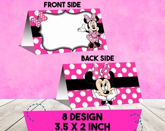 Minnie Mouse voedseletiket, Minnie Mouse voedseltent, voedselkaarten, digitaal bestand