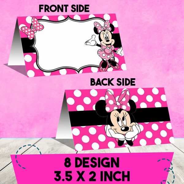 Minnie Mouse Food Label, Minnie Mouse Food Tent, Food Cards, Digital File