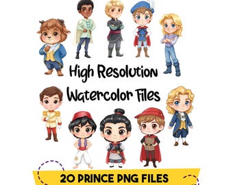 Prince Clipart Bundle, Prince Png, Cute Disney Prince Clipart, Instant Download