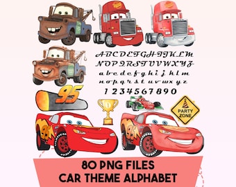 Cars Watercolor Clipart Bundle: Lightning McQueen PNG (Instant Download)