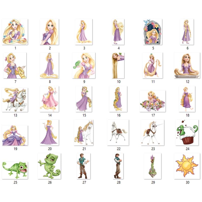 Tangled Watercolor Png Clipart Bundle, Rapunzel Png Letters Alphabet ...