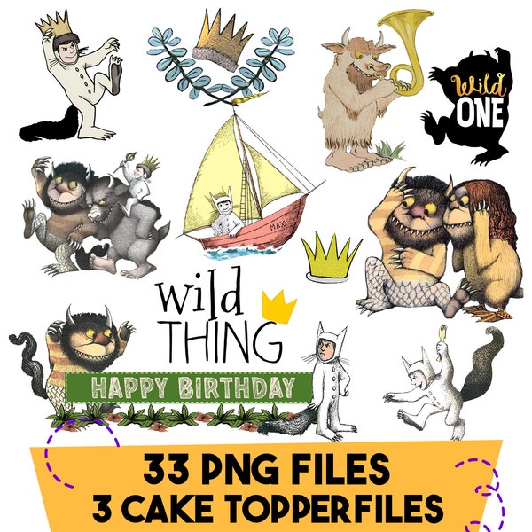 Download istantaneo dove le cose selvagge sono File PNG, dove le cose selvagge sono Cake Topper, Solo file digitale
