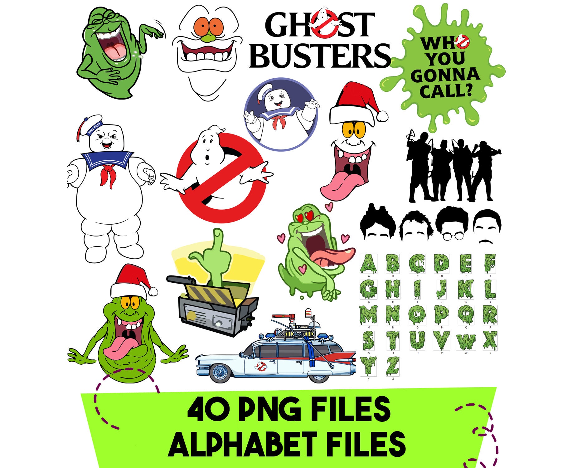 Ghostbusters PNG, Instant Download Ghostbusters Clipart, Slimer PNG, Digital File Only