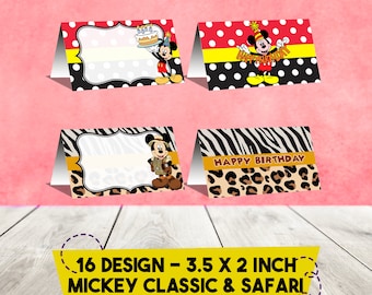 Mickey Mouse Safari Food Tent Cards, Place Cards (Instant Download)