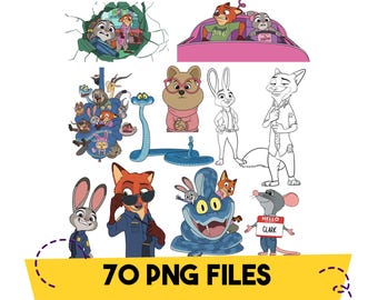 Zootopia 2 PNG Clipart Bundle, Malvorlagen (Digitaler Download)