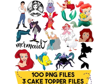 Ariel PNG Clipart Bundle, Mermaid Cake Topper (Digital File)