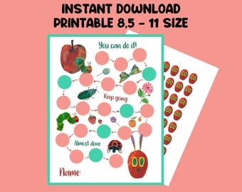 Very Hungry Caterpillar Reward Chart for Kids, Behaviour Chart, Instant download