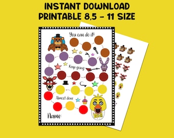 Five Nights at Freddys Reward Chart for Kids, Behaviour Chart, Instant download