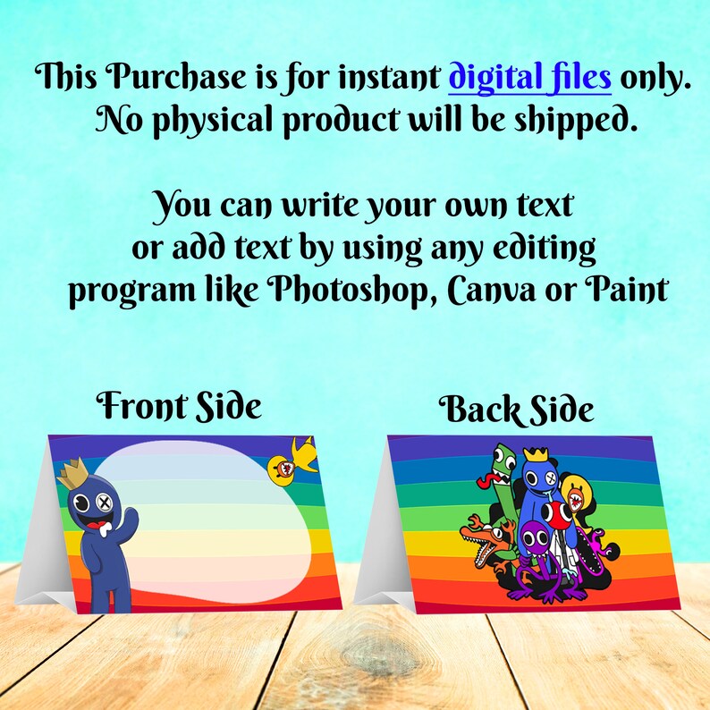 Rainbow Friends Food Label, Rainbow Friends Food Tent, Food Card