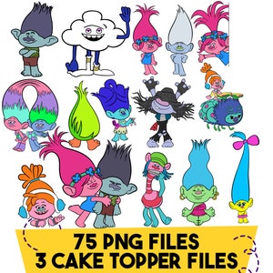 Instant Download Trolls Png, Trolls Clipart, Poppy Troll Cake Topper, Digital File Only