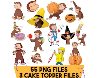 Download istantaneo Curious George File PNG, Curious George Cake Topper, Solo file digitale