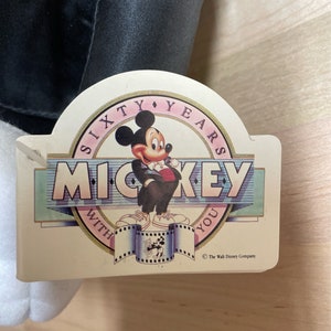 Sällsynt vintage Disney 1988 16" Musse Pigg 60-årsjubileums smoking plysch applåd bild 4