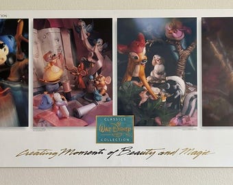 Vintage 1993 Promo Walt Disney Classics Collection Creating Moments Of Beauty And Magic. Very Good Condition. 39x18.