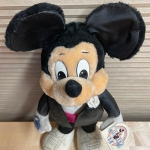 Sällsynt vintage Disney 1988 16" Musse Pigg 60-årsjubileums smoking plysch applåd bild 2