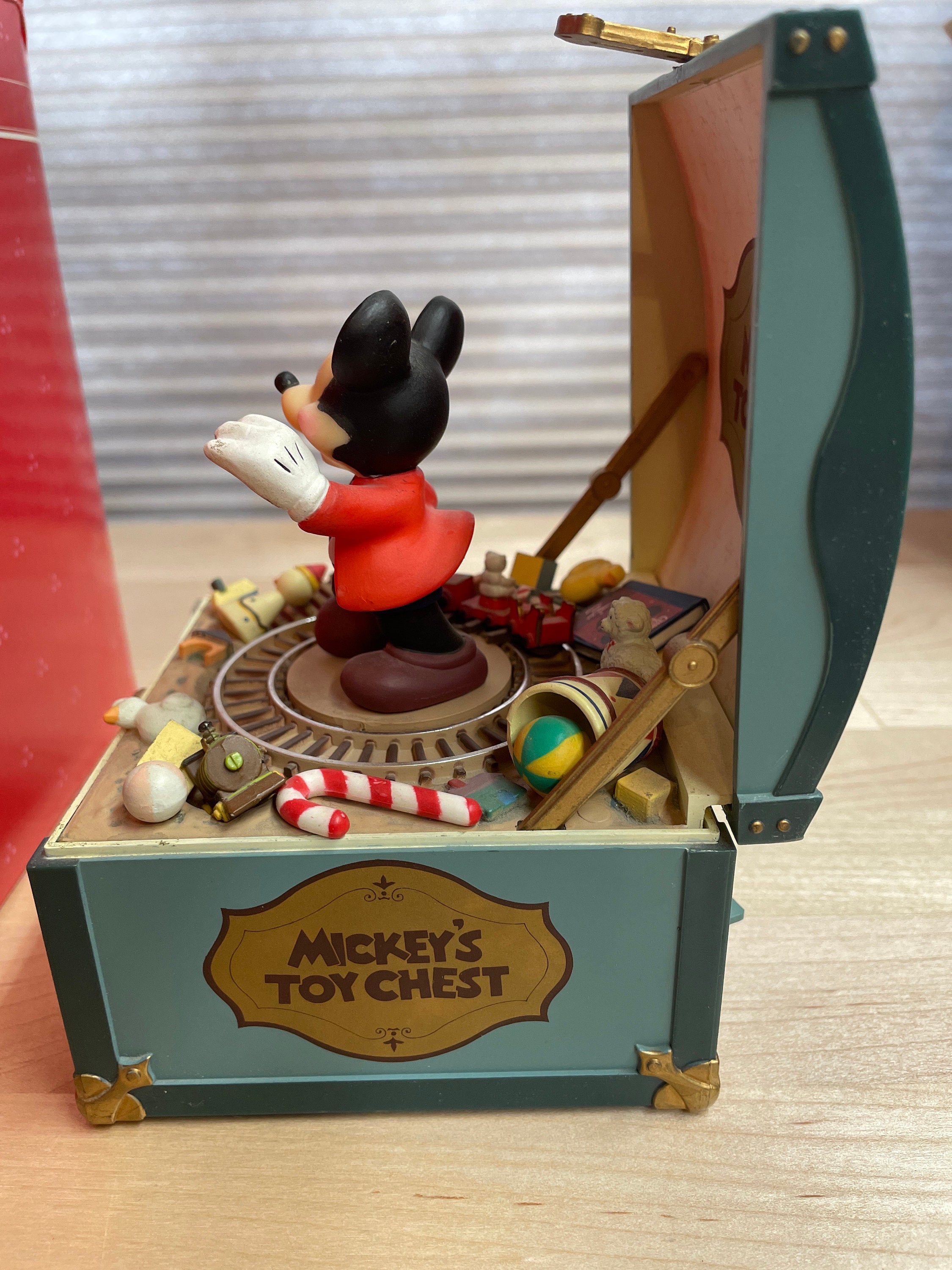 Rare Schmid Disney Characters Mickeys Toy Chest Retired Music Box Blue