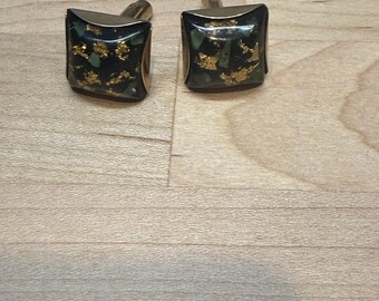 Boutons de manchette vintage flocons d'or véritable