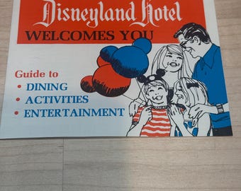 Brochure du Disneyland Hotel des années 1970 vous souhaite la bienvenue, carte de l'hôtel, rare - vintage