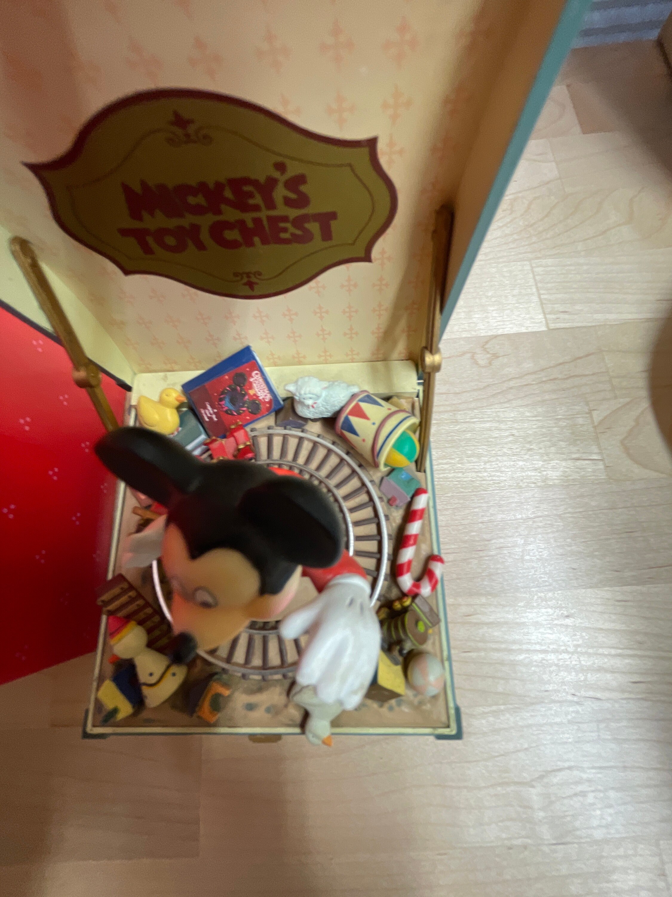Rare Schmid Disney Characters Mickeys Toy Chest Retired Music Box Blue