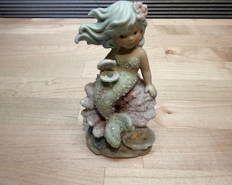 vintage 1994 Coral Kingdom Sculpure Mars Anniversaire Mois Aigue-marine Gem