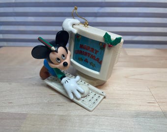 Vintage rétro décoration de Noël ordinateur Mickey Mouse souvenir 1995.