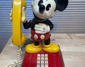 VTG 1976 ミッキーマウス電話 プッシュボタン 固定電話 ディズニー ATC