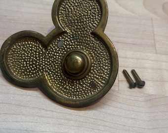 Bouton poussoir de sonnette en laiton Mickey Mouse Disney vintage des années 90 Rare avec 2 vis