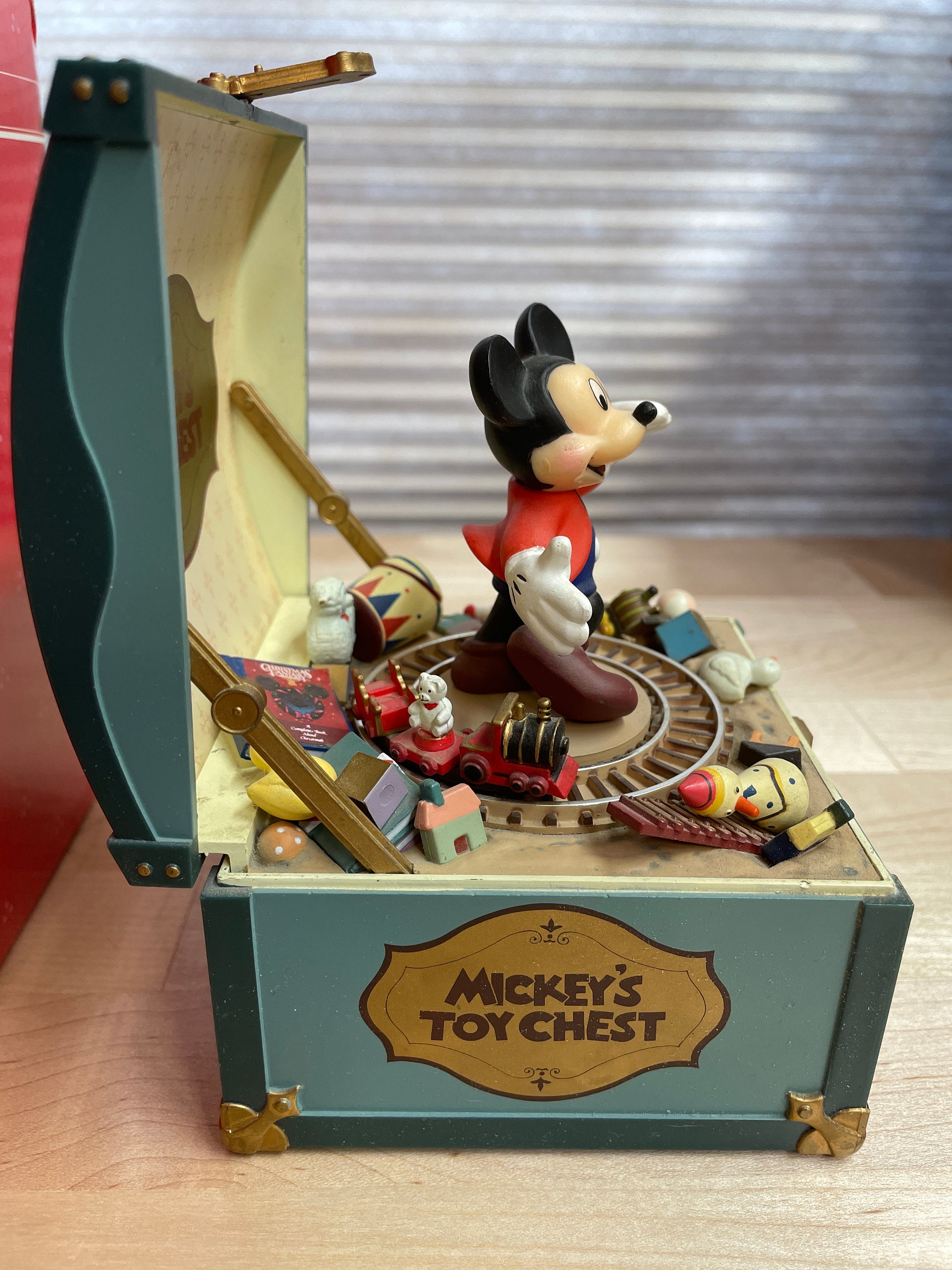 Rare Schmid Disney Characters Mickeys Toy Chest Retired Music Box Blue