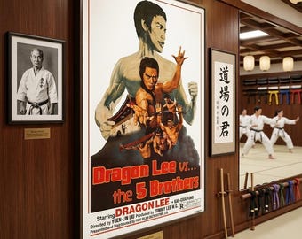 Vintage Theatrical Release 1978 Dragon Lee VS. The 5 Brothers 27x41 Folded Poster Fury Films. Excellent Condition.