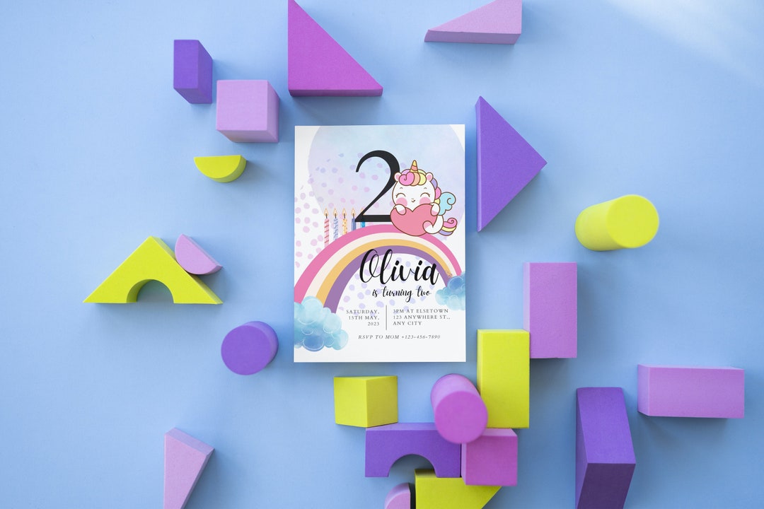 Unicorn Theme Birthday Invitation/ Invitation Template/ Custom ...