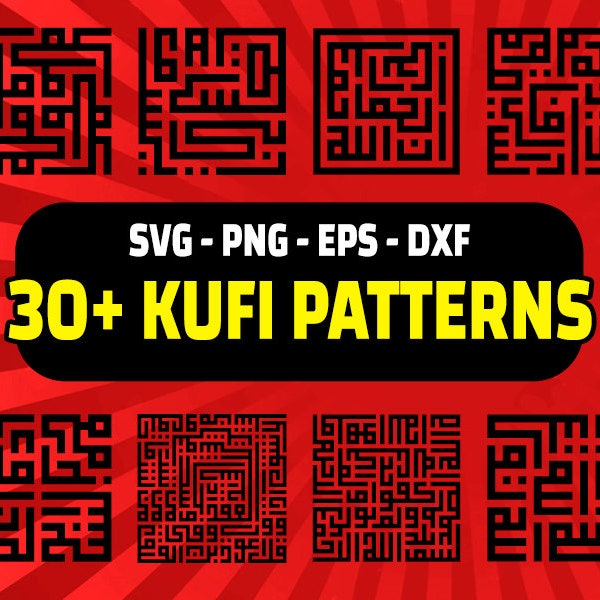 Kufi Patterns Svg Bundle, Islamic kufi Svg, Kufi Pattern Svg, Kufi Clipart, Arabic Kufi Patterns Png, Kufi Crochet Pattern Digital Printable