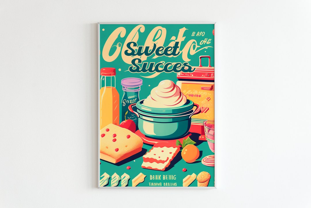 Funny Retro Baking Poster Kitchen Decor Wall Art Print Cooking Poster