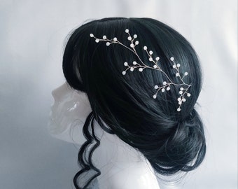 Wedding crystal headpiece pearl hair vine for bride Pearl headpiece for prom Beaded hair comb Bridal hair piece pearl hair pins rhinestones