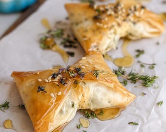 Bow-Shaped Feta Phyllo Pastry Recipe PDF | Savory Cheese Appetizer | Instant Download