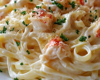 Crab Fettuccine Alfredo Recipe: Creamy Seafood Pasta (Instant Download)